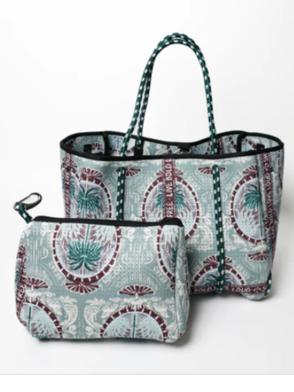 POP UPS SCARF GREEN BASIC SET - EVERYDAY TOTE AND POUCH - BRAND NEW
